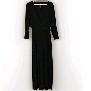 Norma Kamali Jumpsuit Women L / 40 Black Dolman LS Wrap Front Tie Waist Wide Leg